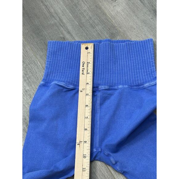 Free People Good Karma Yoga Leggings High Waisted Ribbed Stretch Blue Size XS/S - Picture 8 of 8